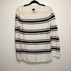 Talbots Nautical Cream Knit Boatneck Sweater